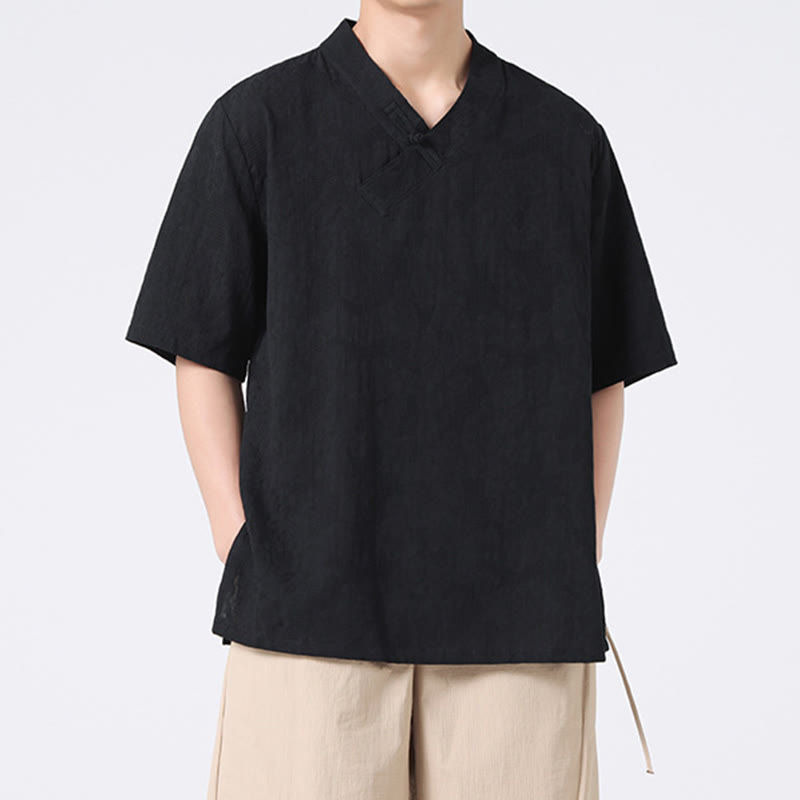 Cotton Linen Frog-Button Tai Chi Meditation Shirt