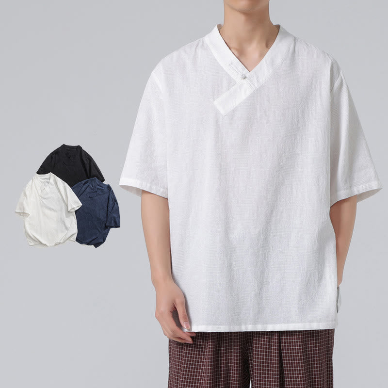 Cotton Linen Frog-Button Tai Chi Meditation Shirt