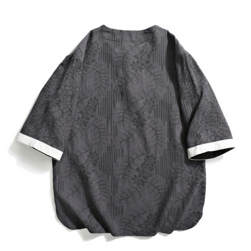 Cotton Blend Minimalist Frog-Button Mindful Movement Shirt