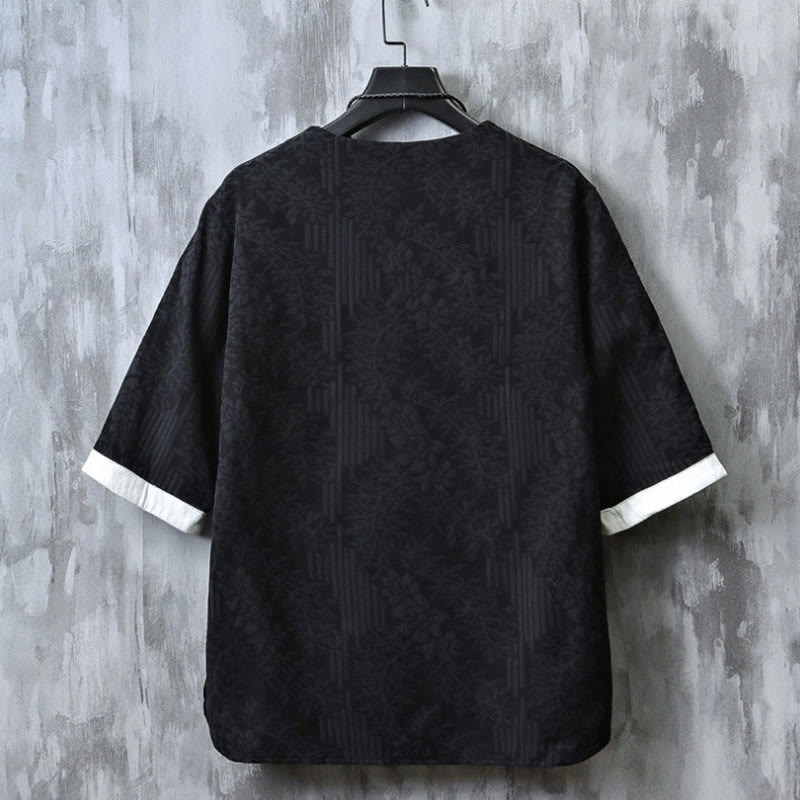 Cotton Blend Minimalist Frog-Button Mindful Movement Shirt