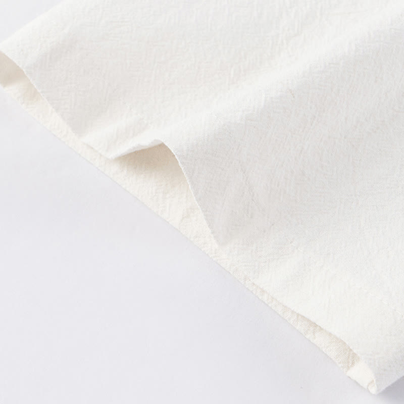 Casual 2Pcs Pure Color Half Button Design Shirt Drawstring Pants Men's Cotton Linen Meditation Cloth Set With Pockets