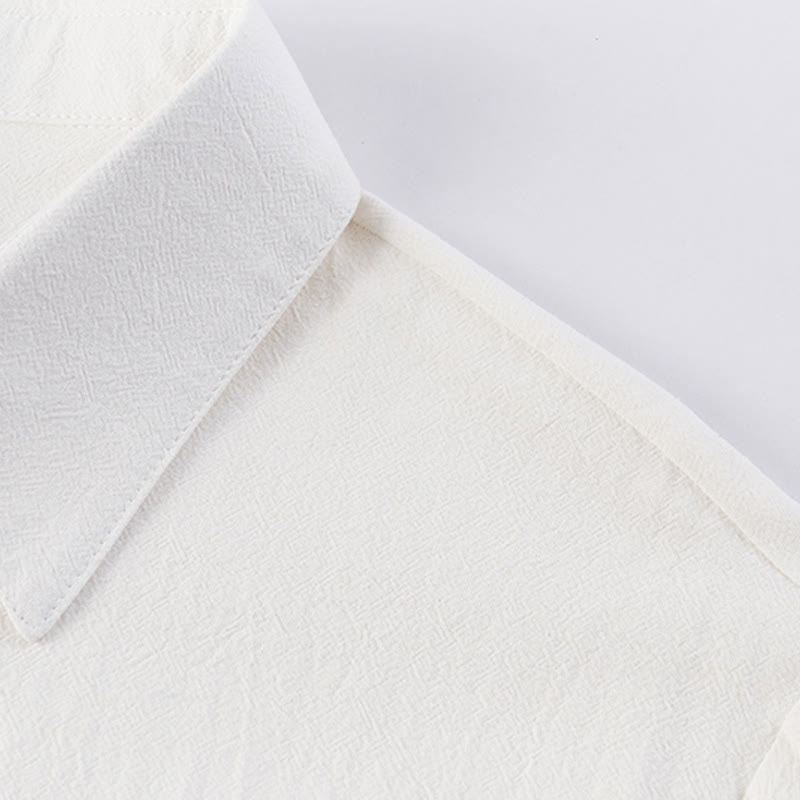 Casual 2Pcs Pure Color Half Button Design Shirt Drawstring Pants Men's Cotton Linen Meditation Cloth Set With Pockets