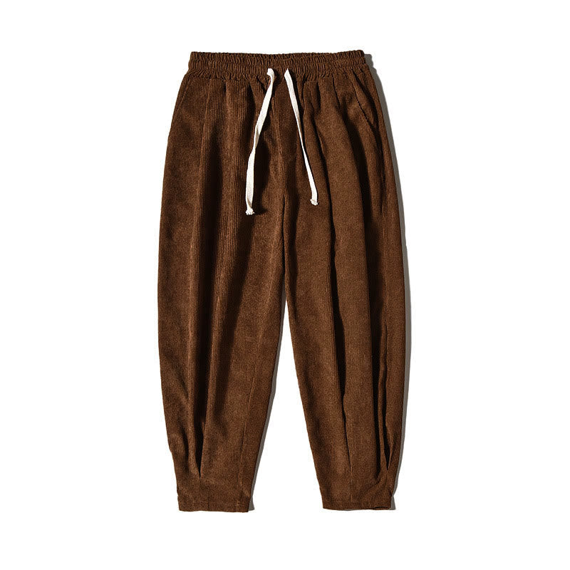 Casual Plain Cotton Bloomer Men's Pants With Pockets