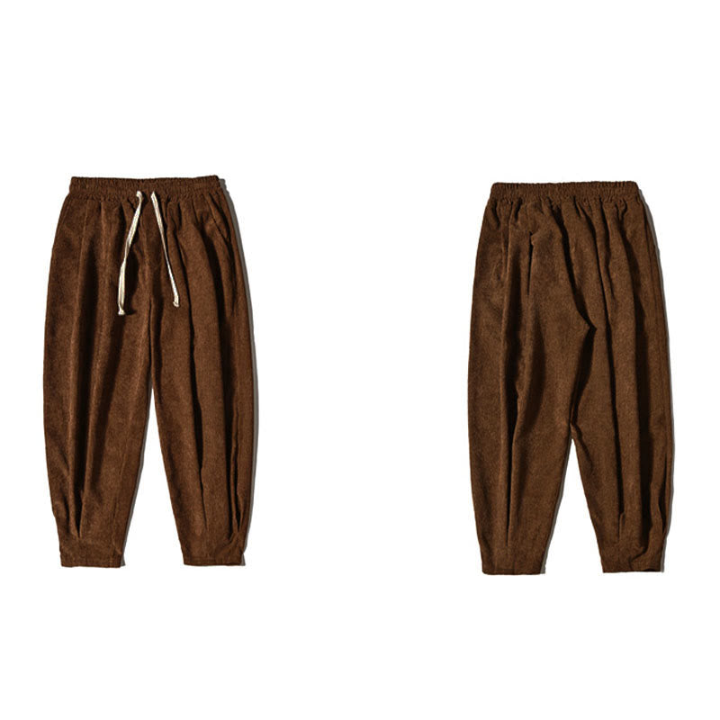 Casual Plain Cotton Bloomer Men's Pants With Pockets