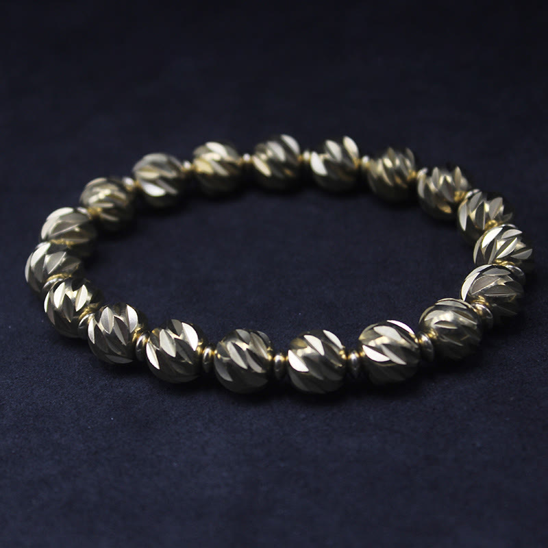 Vintage Distressed Knife Carving Pattern Copper Brass Beads Wealth Bracelet