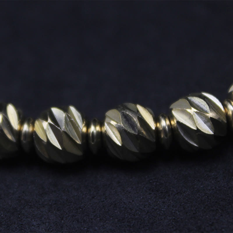 Vintage Distressed Knife Carving Pattern Copper Brass Beads Wealth Bracelet