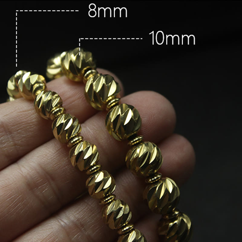 Vintage Distressed Knife Carving Pattern Copper Brass Beads Wealth Bracelet