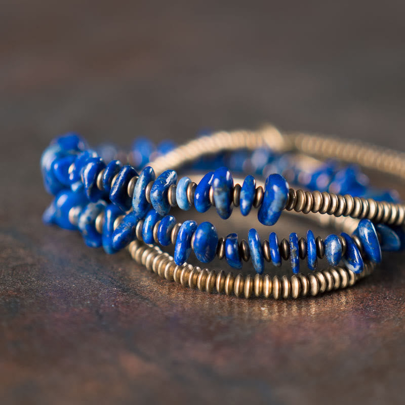 Irregular Shape Triple Wrap Lazurite Balance Bracelet