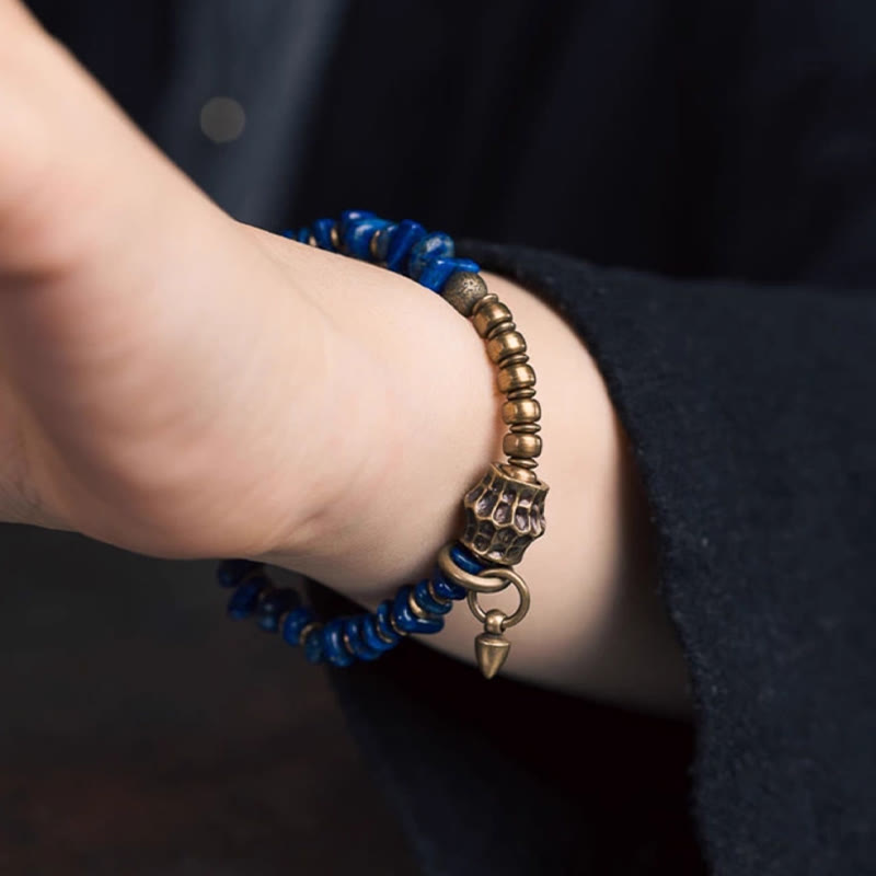 Vintage Irregular Shape Design Lazurite Positive Bracelet