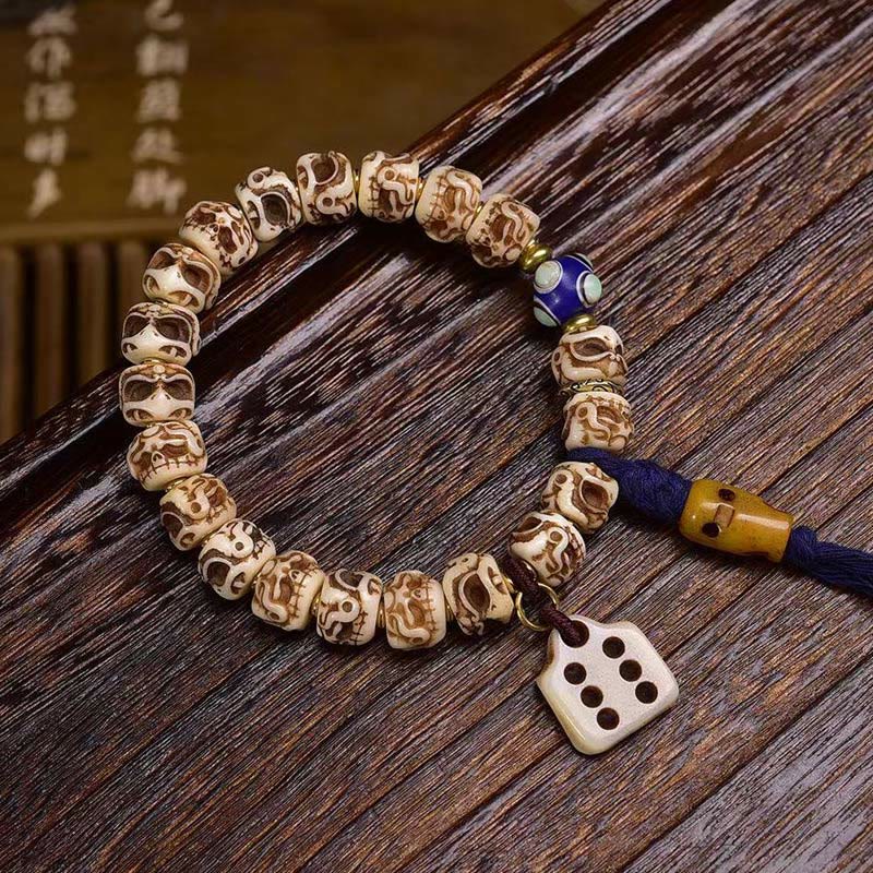 Tibetan Camel Bone Garuda Carved Protection Tassel Bracelet