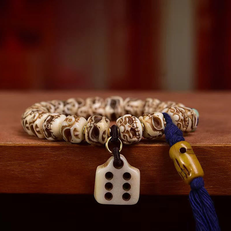 Tibetan Camel Bone Garuda Carved Protection Tassel Bracelet