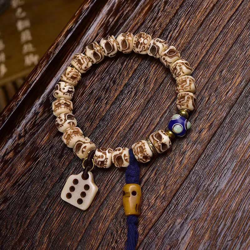 Tibetan Camel Bone Garuda Carved Protection Tassel Bracelet