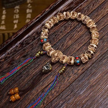 Tibetan Camel Bone Garuda Carved Protection Tassel Bracelet