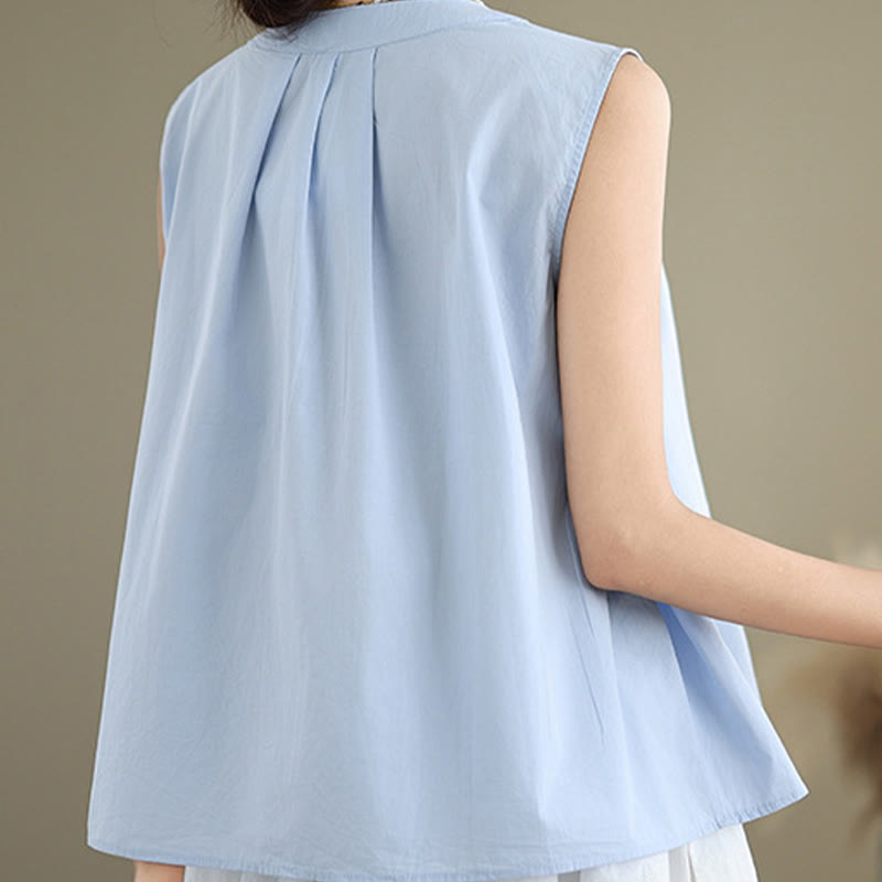 Tactile Cotton Linen Halter Neck Pleated Meditation Vest