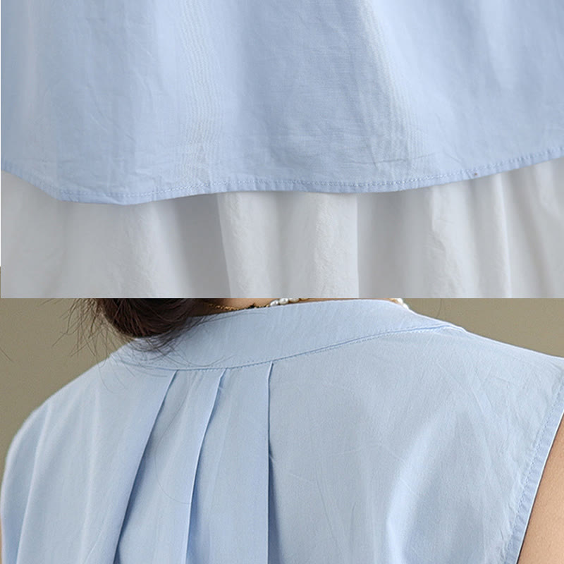 Tactile Cotton Linen Halter Neck Pleated Meditation Vest