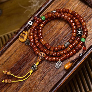 Tibet 108 Beads Bone Beads Dzi Bead Strength Mala