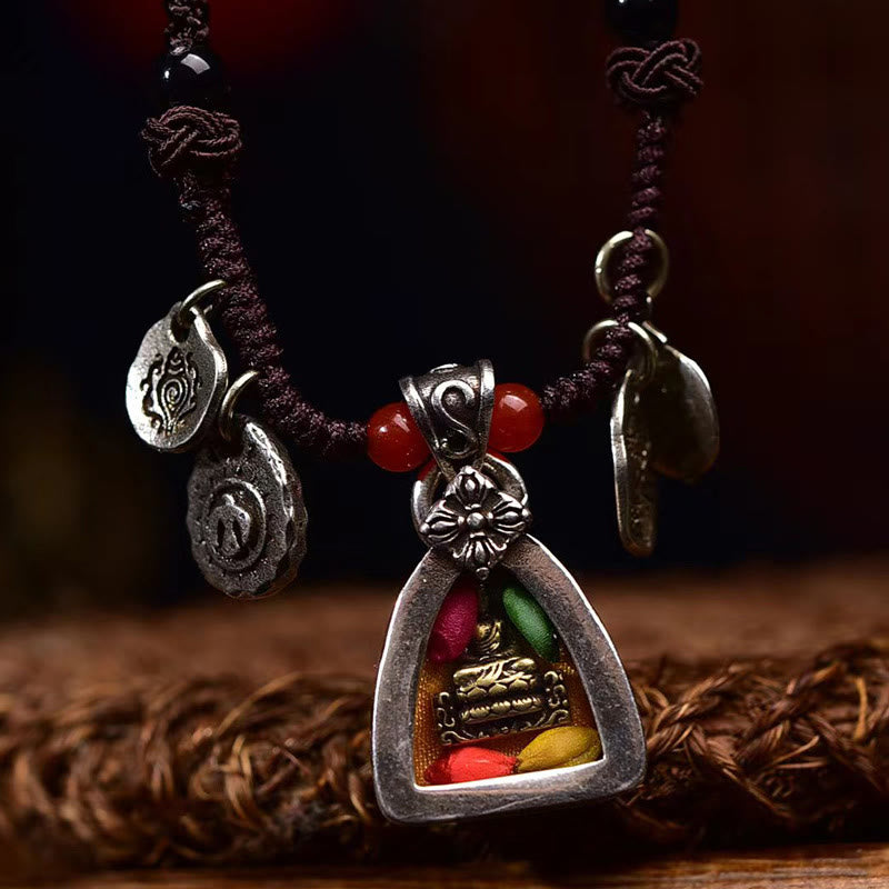 Tibetan Medicine Buddha Compassion Braided Rope Necklace Pendant