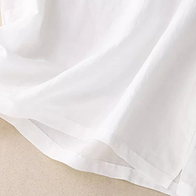 Casual Pure Color Embroidery Patchwork Design Sleeveless Crew Neck Women's Cotton Linen Vest