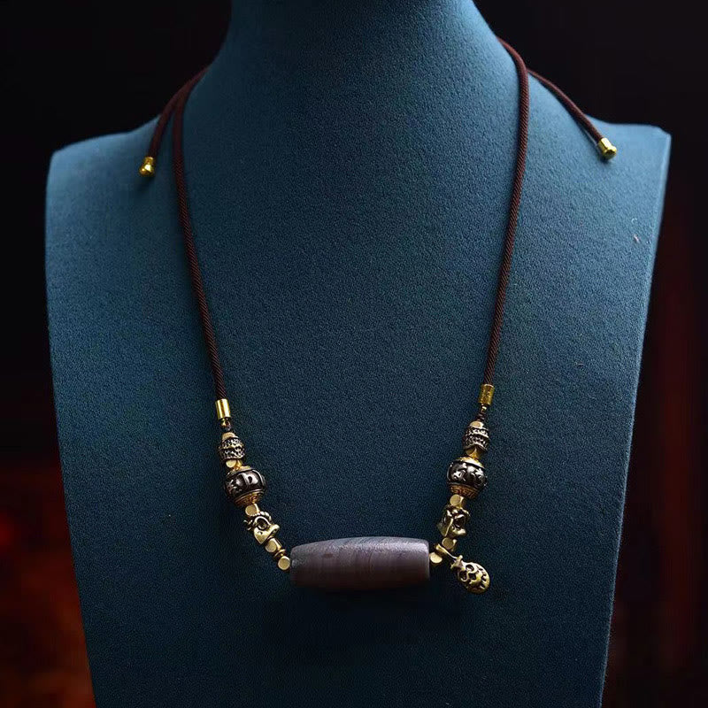 Tibet Dzi Bead Om Mani Padme Hum Protection Necklace Pendant