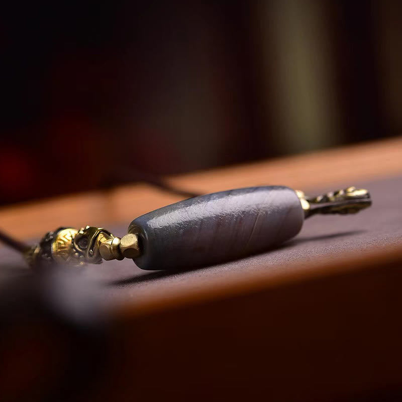 Tibet Dzi Bead Om Mani Padme Hum Protection Necklace Pendant