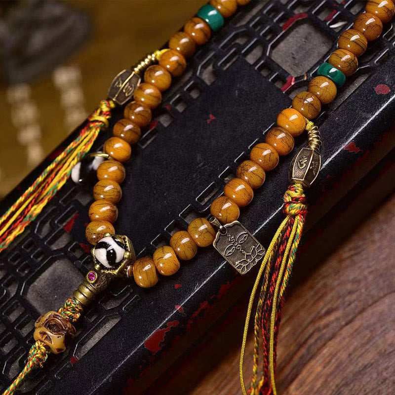 Tibetan 108 Beads Bone Beads Dzi Bead Keep Away Evil Spirits Mala