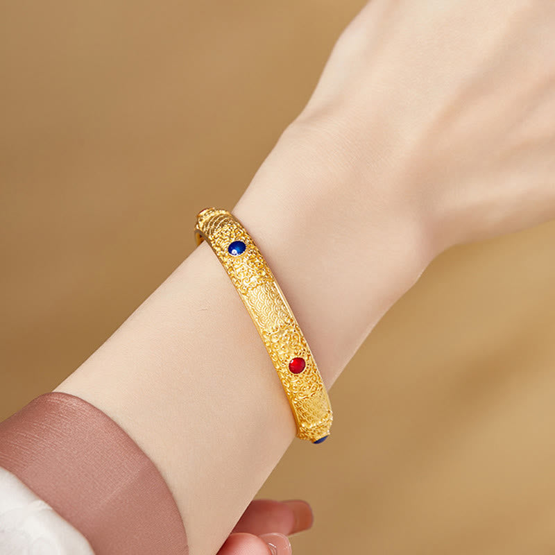 Hollow Auspicious Clouds 925 Sterling Silver Bangle Bracelet