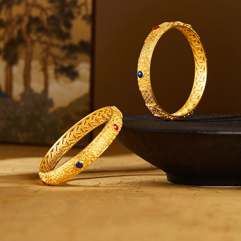 Hollow Auspicious Clouds 925 Sterling Silver Bangle Bracelet