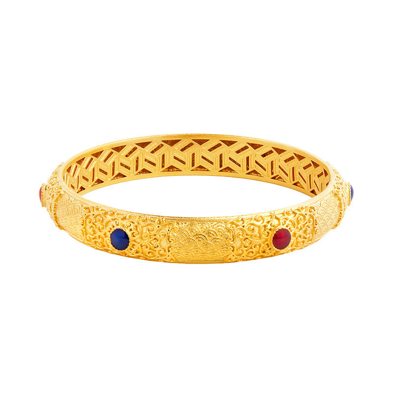 Hollow Auspicious Clouds 925 Sterling Silver Bangle Bracelet