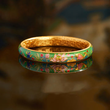 999 Sterling Silver Koi Fish Lotus Hollow Design Wealth Bracelet Bangle 2.28 IN (58 MM)