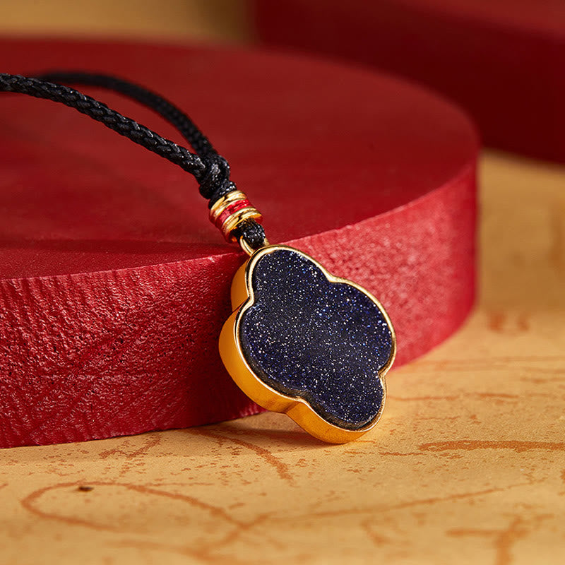 925 Sterling Silver Plum Blossom Cat Four Leaf Clover Blessing Necklace Pendant