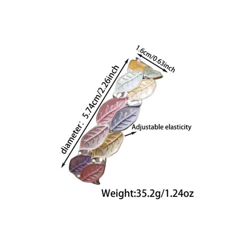 Colorful Leaves Alloy Luck Elastic Bracelet Bangle