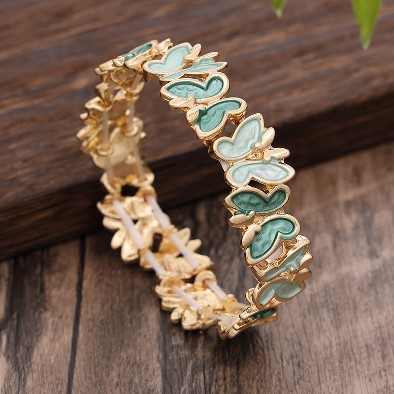 Colorful Butterfly Freedom Alloy Elastic Bracelet Bangle