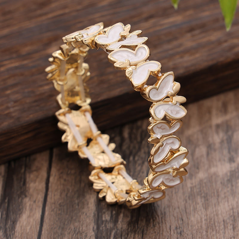 Colorful Butterfly Freedom Alloy Elastic Bracelet Bangle