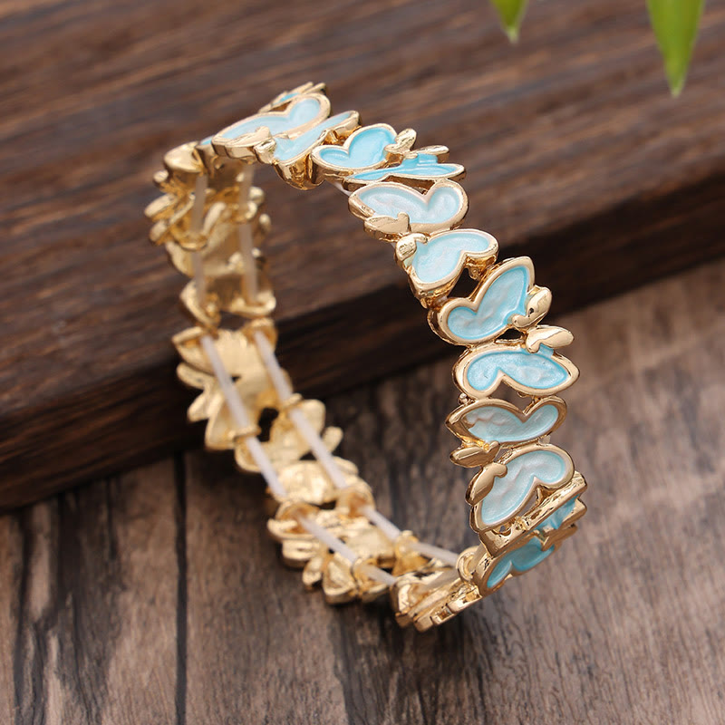Colorful Butterfly Freedom Alloy Elastic Bracelet Bangle