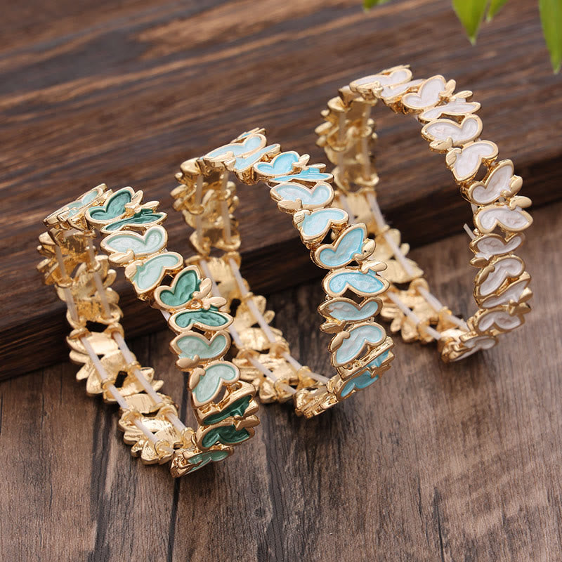 Colorful Butterfly Freedom Alloy Elastic Bracelet Bangle