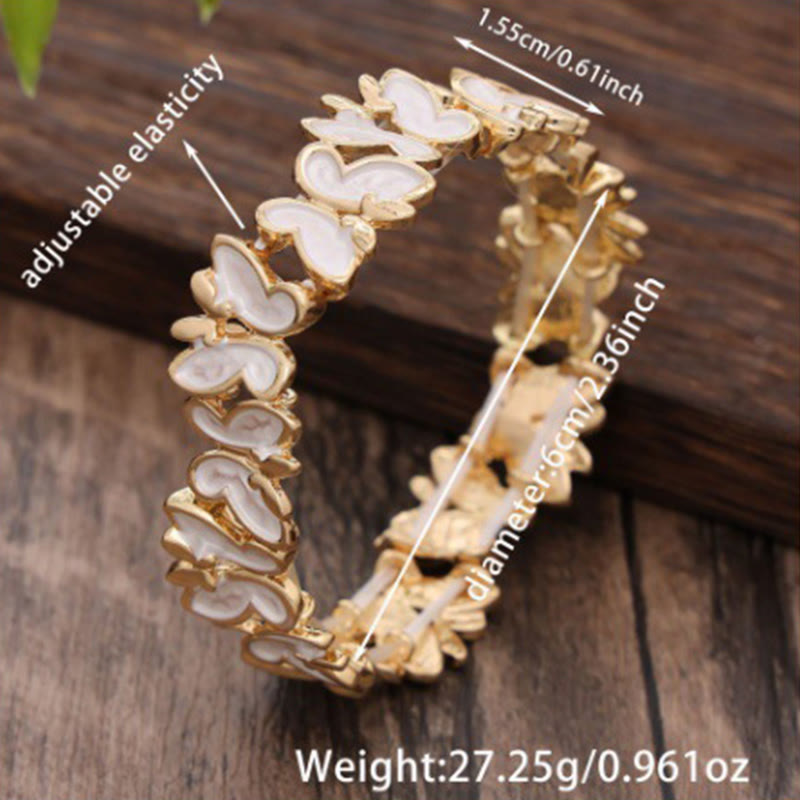 Colorful Butterfly Freedom Alloy Elastic Bracelet Bangle