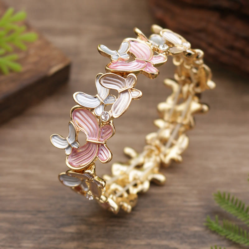 Colorful Butterfly Love Alloy Elastic Bracelet Bangle