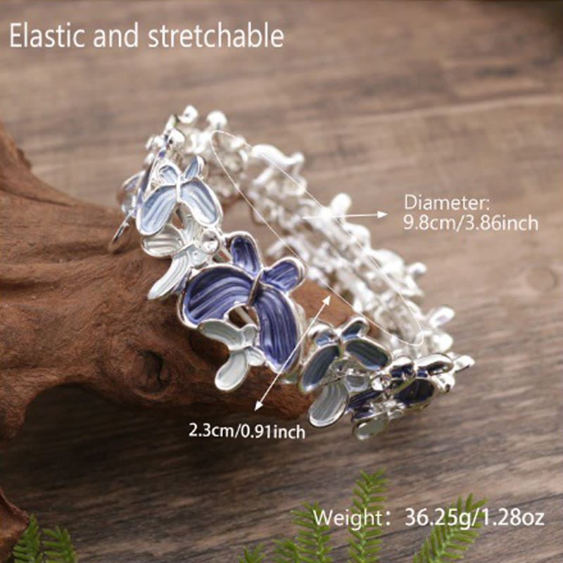 Colorful Butterfly Love Alloy Elastic Bracelet Bangle