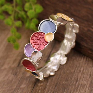 Tree of Life Round Pattern Unity Alloy Elastic Bracelet Bangle
