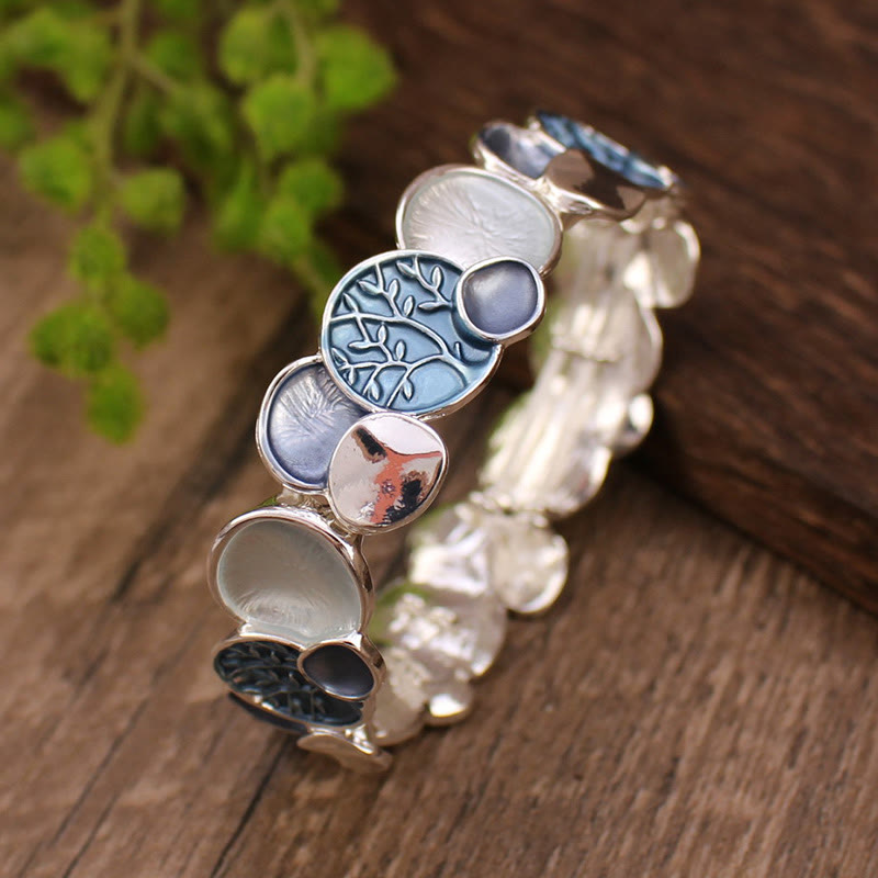 Tree of Life Round Pattern Unity Alloy Elastic Bracelet Bangle