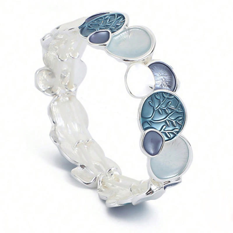 Tree of Life Round Pattern Unity Alloy Elastic Bracelet Bangle