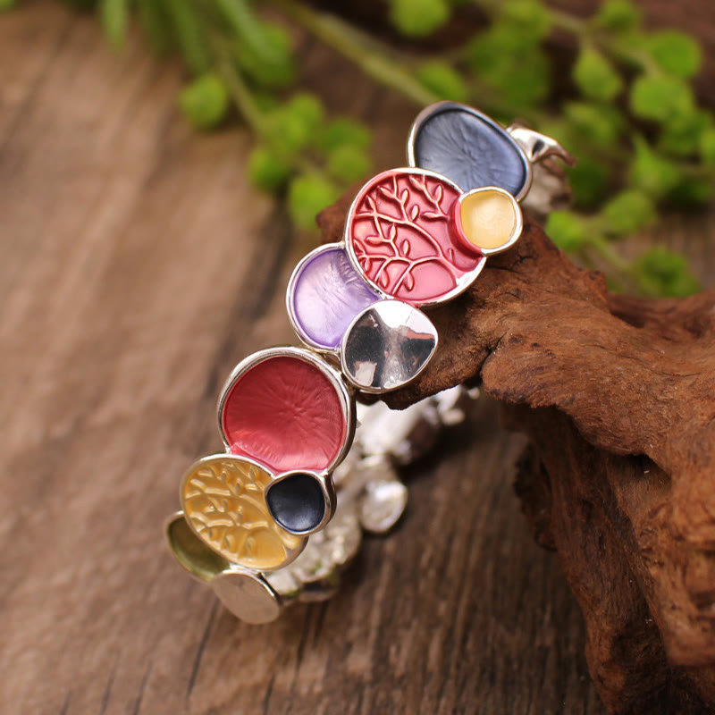 Tree of Life Round Pattern Unity Alloy Elastic Bracelet Bangle