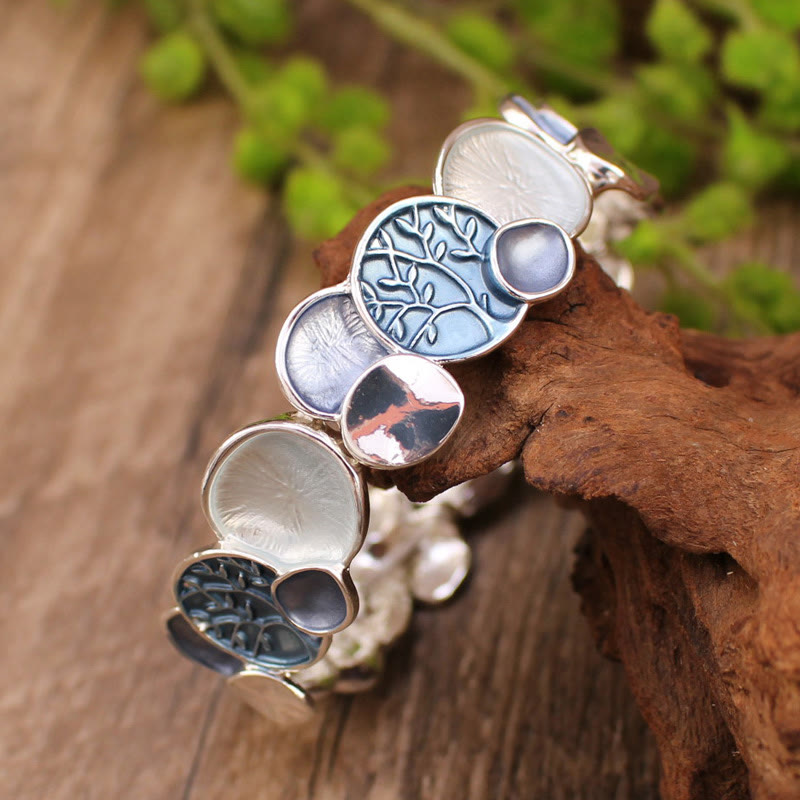 Tree of Life Round Pattern Unity Alloy Elastic Bracelet Bangle