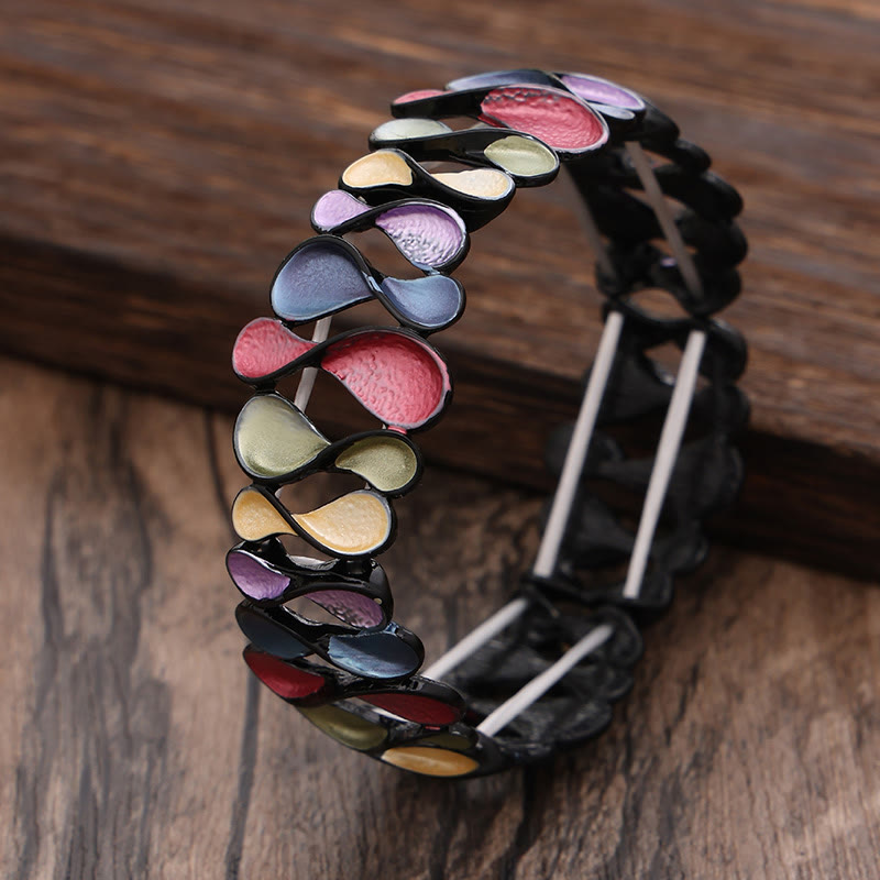 Colorful Geometric Hollow 8-shaped Alloy Healing Elastic Bracelet Bangle