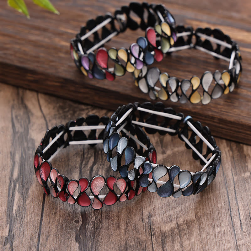 Colorful Geometric Hollow 8-shaped Alloy Healing Elastic Bracelet Bangle