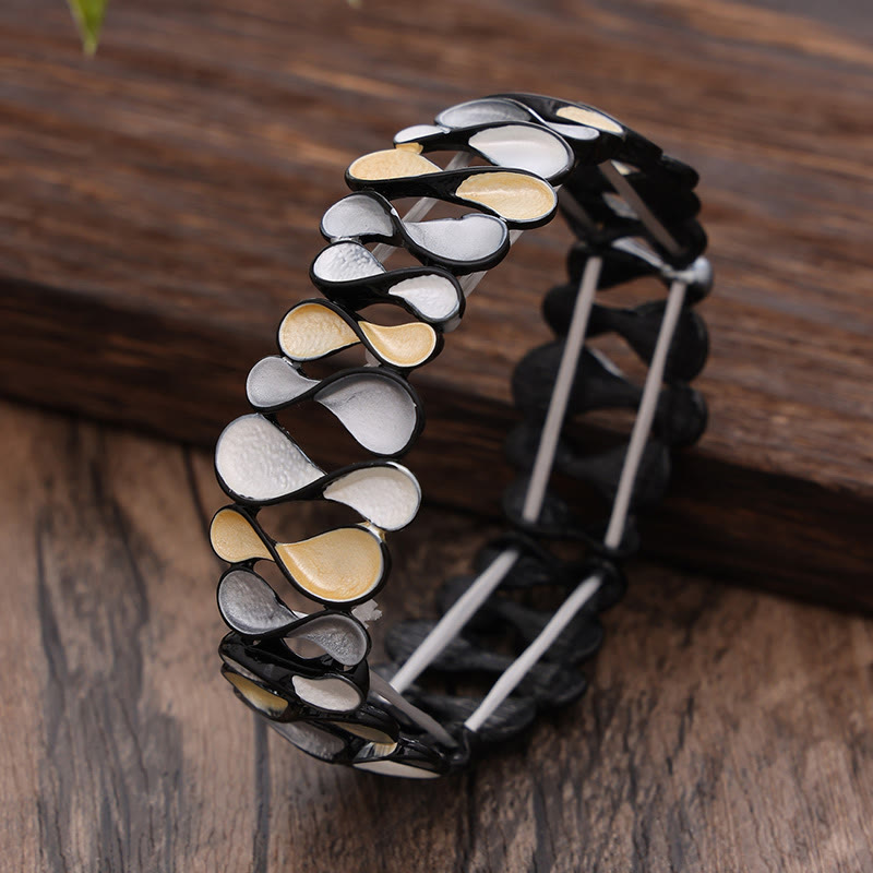 Colorful Geometric Hollow 8-shaped Alloy Healing Elastic Bracelet Bangle