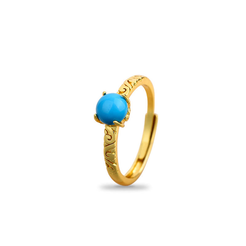 Simple Design Turquoise Protection Copper Adjustable Ring