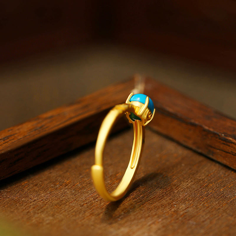 Simple Design Turquoise Protection Copper Adjustable Ring