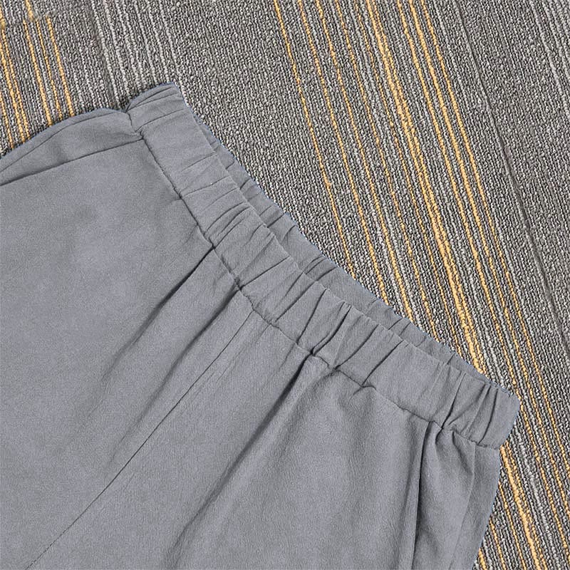 Tactile Cotton Linen Tapered Meditation Pants with Elastic Waist