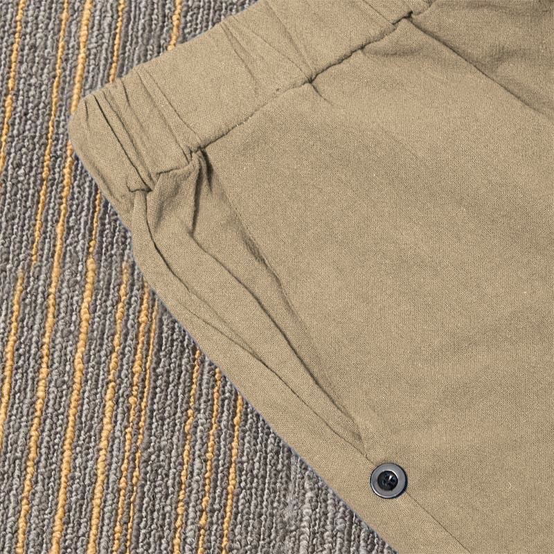 Tactile Cotton Linen Tapered Meditation Pants with Elastic Waist